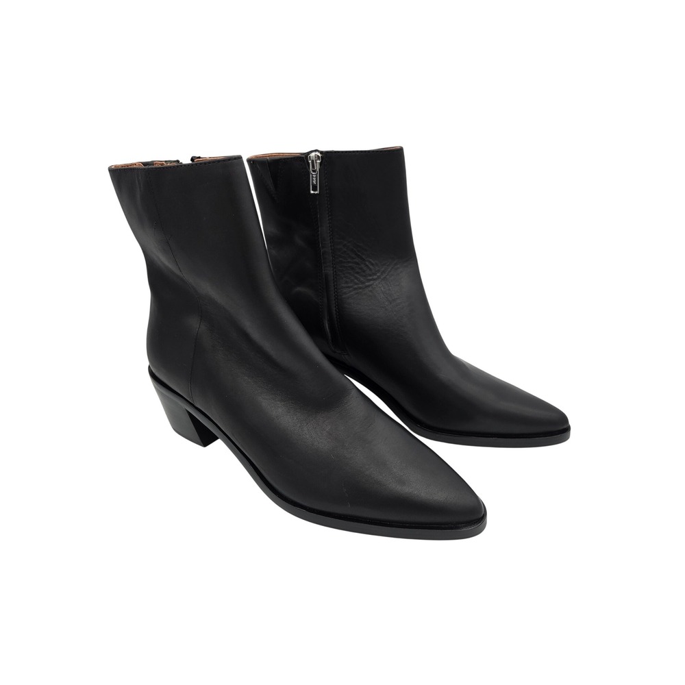 Madewell The Darcy Black Leather Pointed Toe Block Heel Ankle Boots Women sz 11 - Picture 5 of 11
